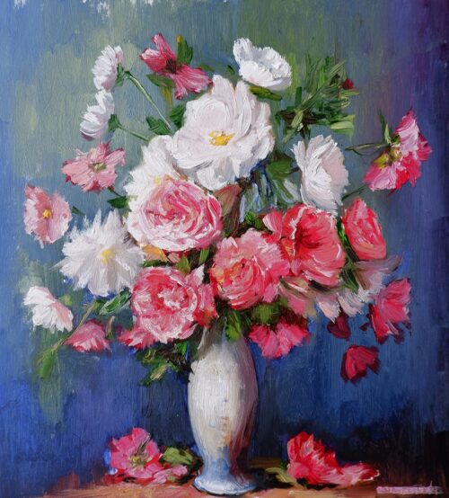 Gemälde zum Verkauf - Gemälde in Galerien - Kunstwerke - Gemälde von Blumen in einer Vase