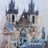 Obraz. Praha. Olej. Plátno. Karlov most. Špachtľa
